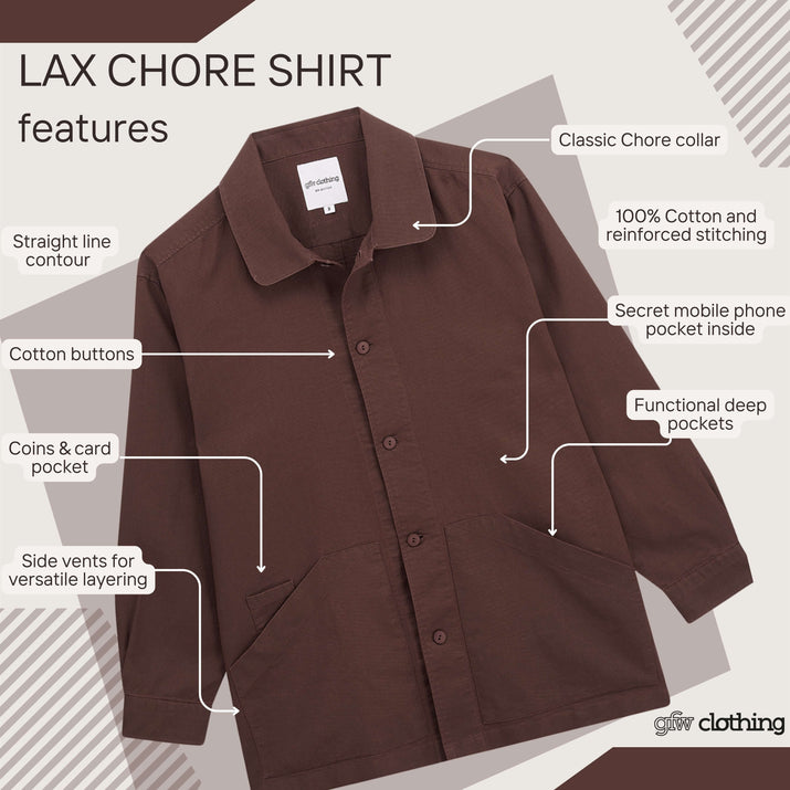 Pre-Order Lax Unisex Chore Overshirt - Rust