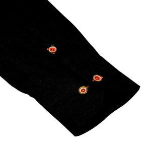 
            
                Load image into Gallery viewer, Black Long Sleeve Shirt with contrast button detail.
            
        