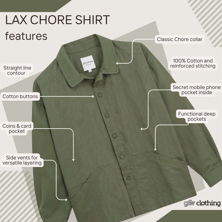 Pre-Order Lax Unisex Chore Overshirt - Khaki