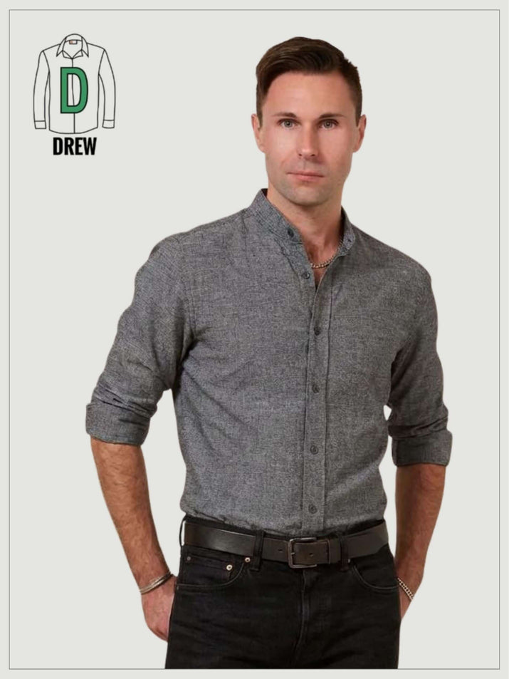 Pre-Order Cotton/Linen Shirt Mandarin Collar- Flintstone