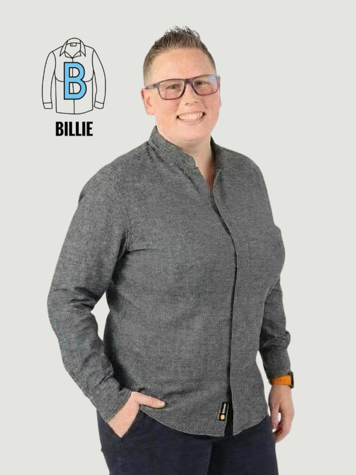 Pre-Order Cotton/Linen Shirt Mandarin Collar- Flintstone