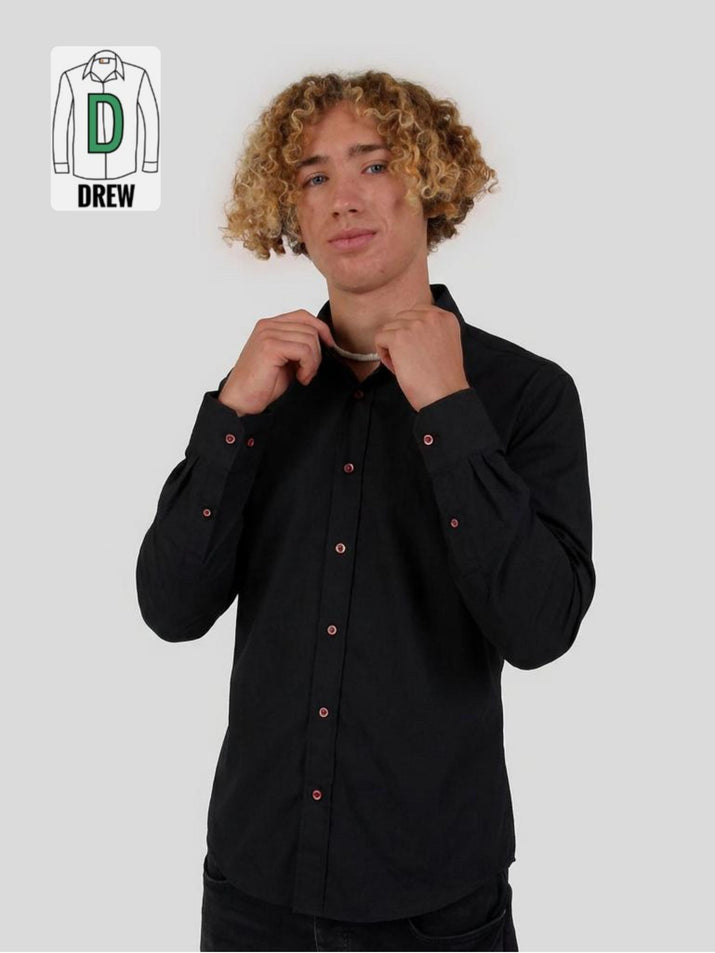 Black Long Sleeve Shirt with contrast button detail