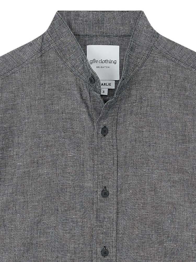 Cotton/Linen Shirt Mandarin Collar- Flintstone – GFW Clothing