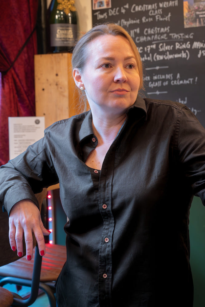 Black Long Sleeve Shirt with contrast button detail