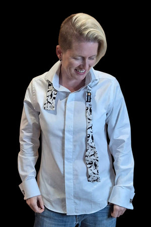 
            
                Load image into Gallery viewer, Formal Shirt White Dove with Blue Trim - Charlie 7 Long Sleeves
            
        
