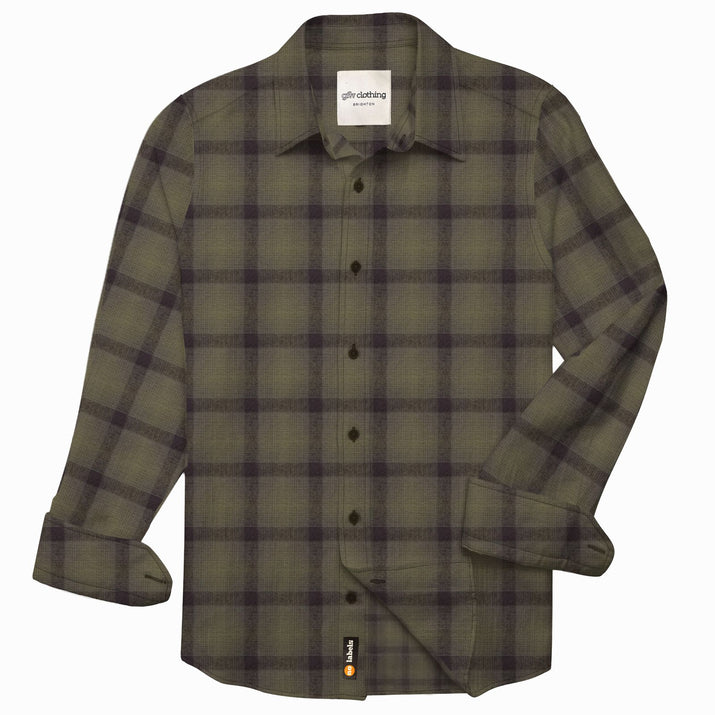 Khaki Check Flannel Long Sleeve Shirt