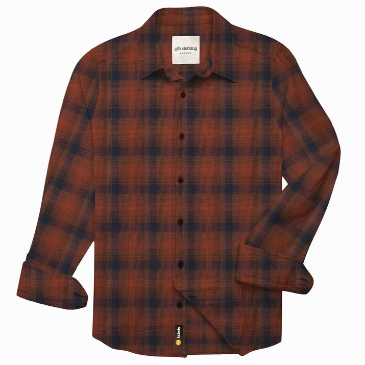 Rust Check Flannel Long Sleeve Shirt