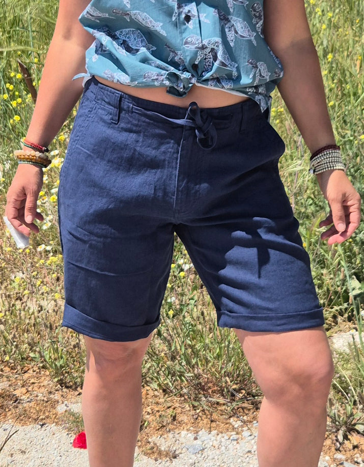 Linen Shorts - Navy - Unisex