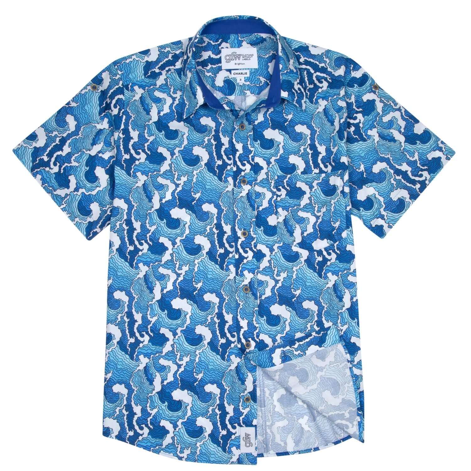 新品 ＜H＞WAVE PRINT SHIRT/シャツ ブルー M Amazon.com: DUOLIFU Mens Cherry Blossom Great Wave Print Hawaiian
